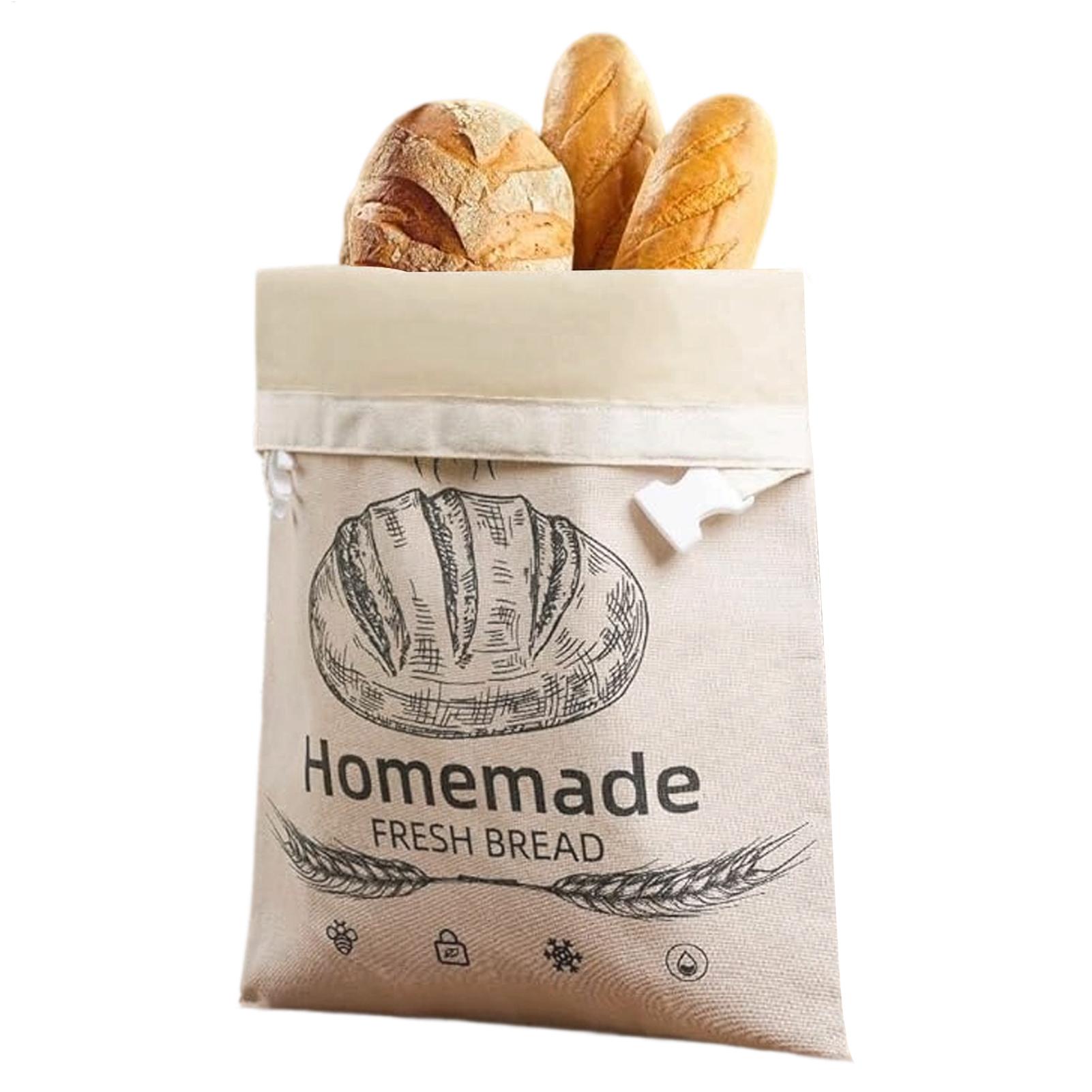 Food Storage Reusable Bags - ถุงขนมปังผ้าลินิน ถุงนำกลับมาใช้ใหม่ได้ สำหรับใส่ขนมปัง ถุงเก็บขนมปังเคลือบขี้ผึ้งทำเอง ถุงบาแกตต์ ภาชนะเก็บอาหาร