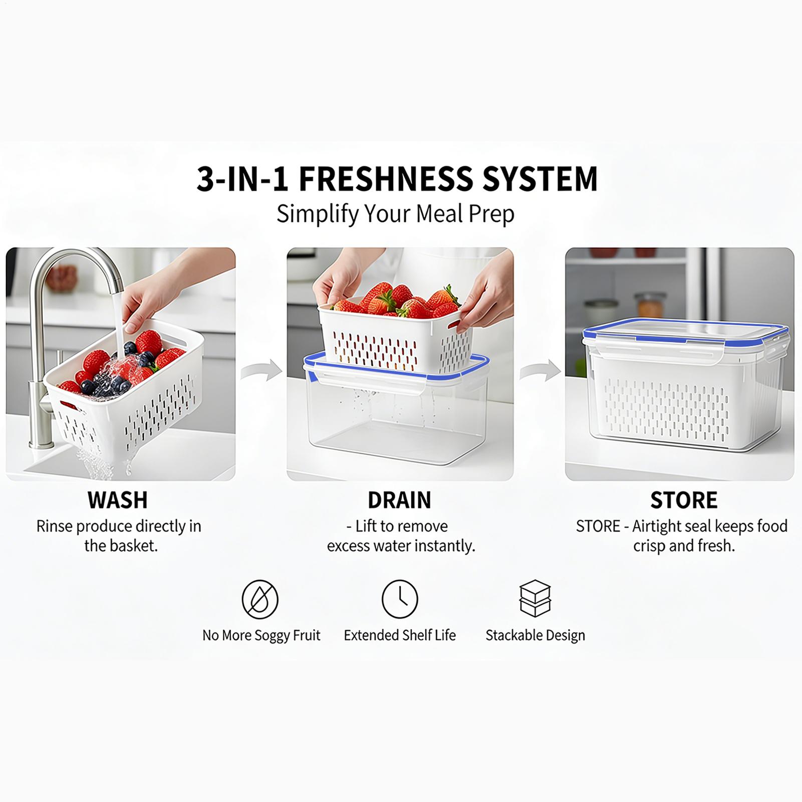 Food Storage Plastic - ภาชนะเก็บอาหาร 4 in 1 ภาชนะใสกันรั่วซึม 4