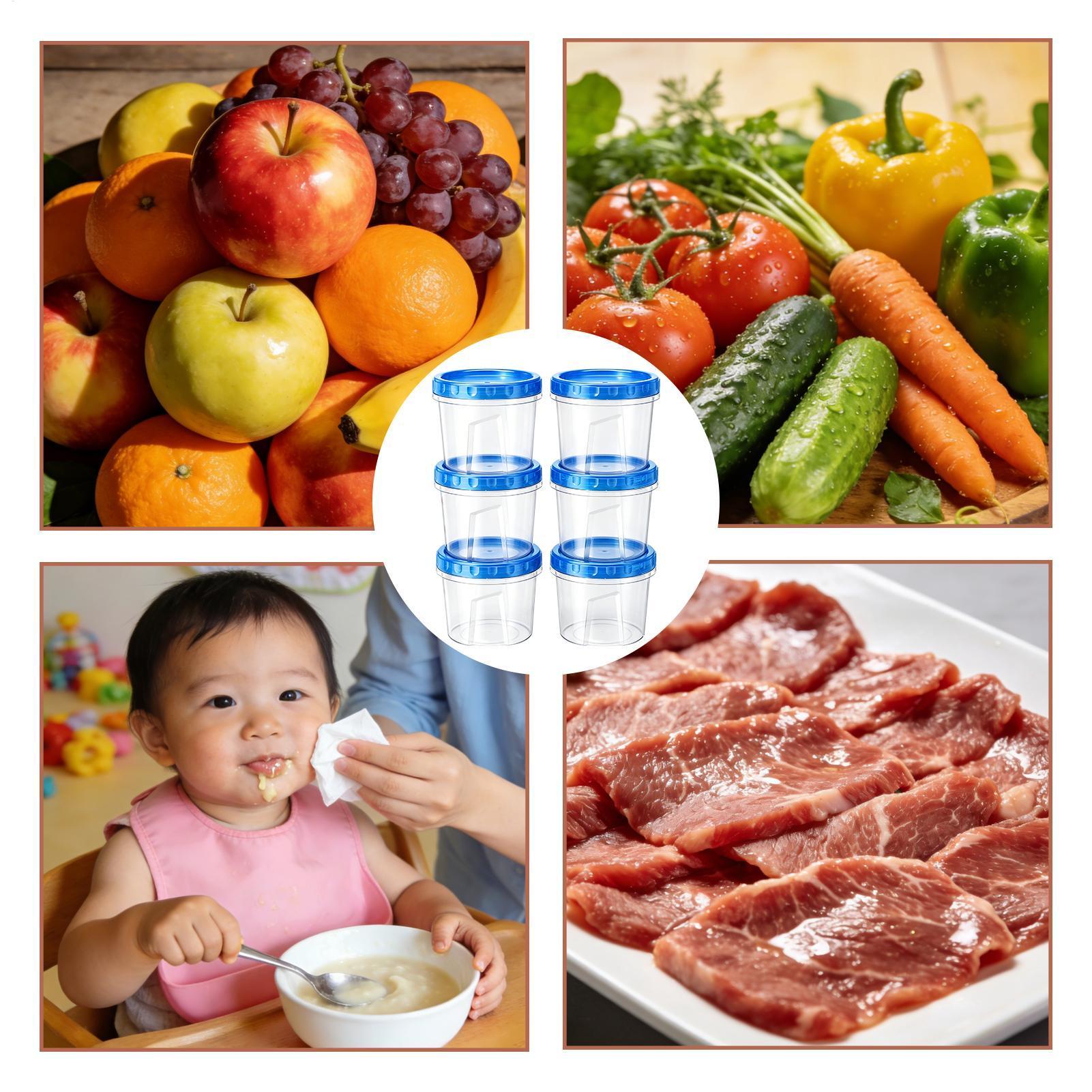 Food Storage Plastic - ภาชนะแช่แข็งสำหรับเก็บอาหาร 6 ชิ้น 16 ออนซ์ ภาชนะเก็บอาหารแช่แข็งแบบซ้อนกันได้