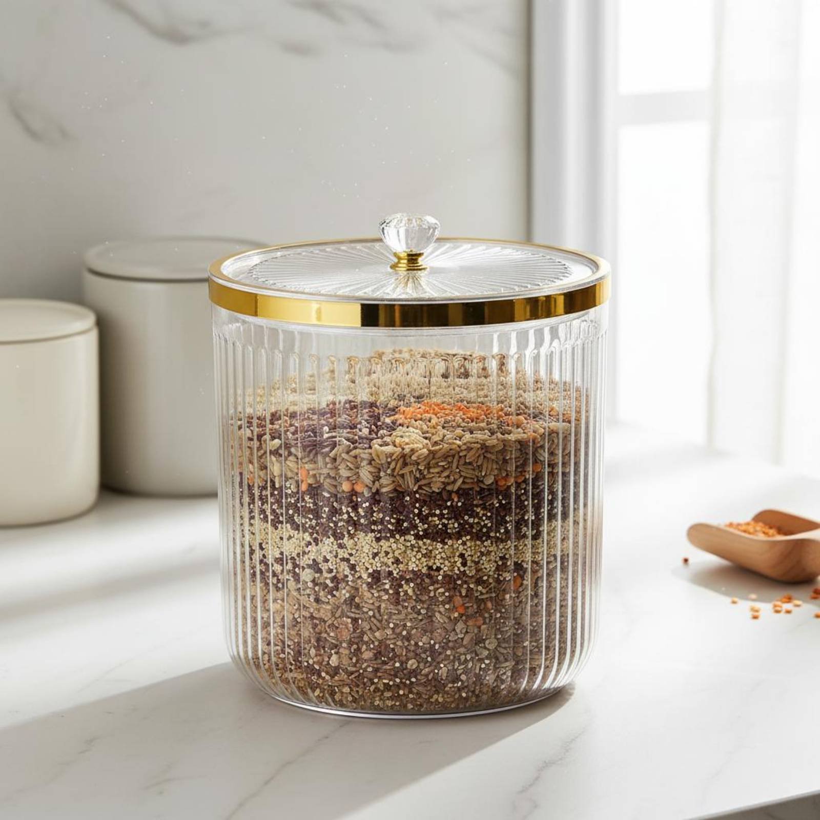 Food Storage Canister - ภาชนะเก็บอาหารแห้ง ดีไซน์ปากกว้าง ภาชนะเก็บอาหารแห้งแบบสุญญากาศ กระป๋องอาหารแบบสุญญากาศ ง่ายต่อการเปิดฝา ช่องระบายอากาศ