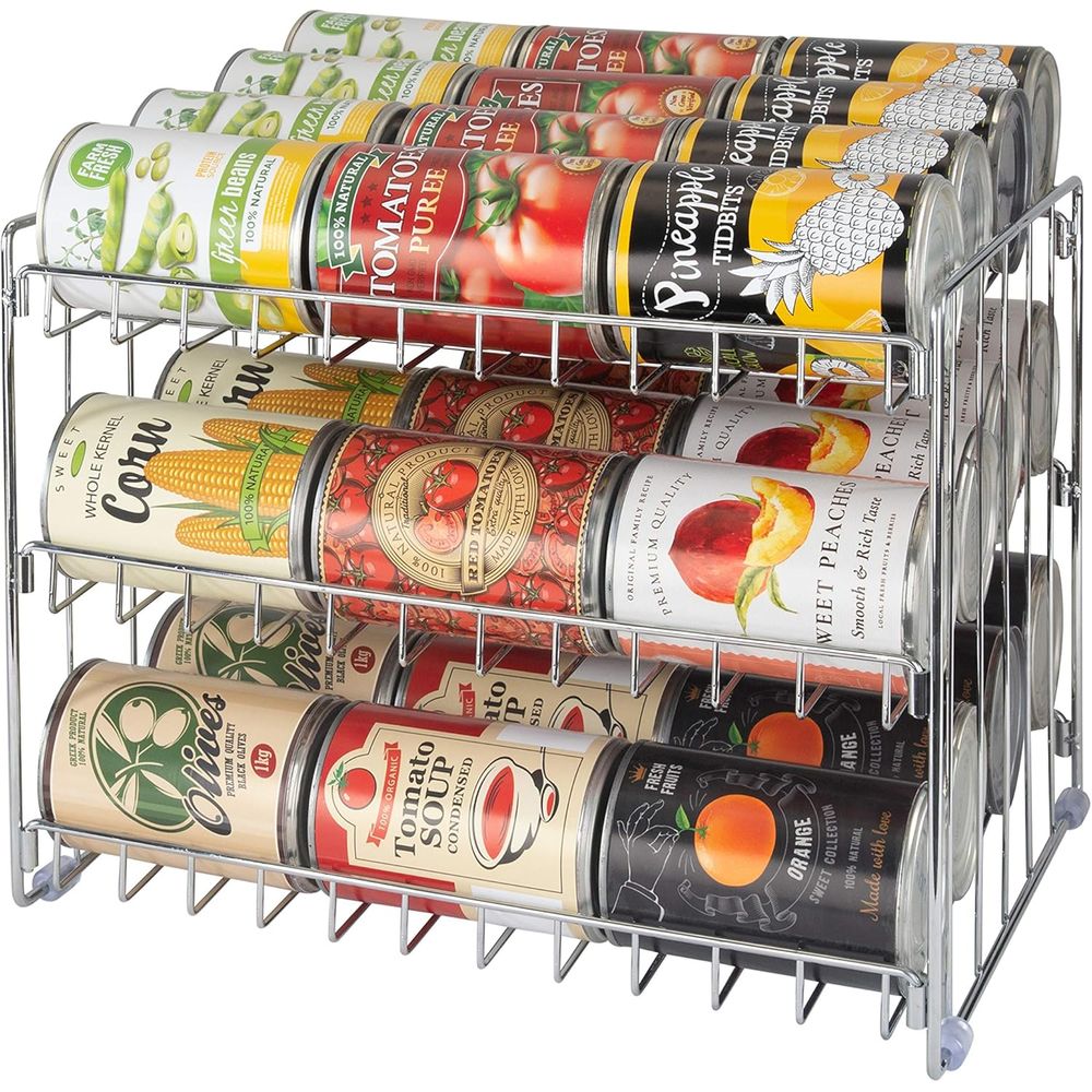 Food Storage Pantry - ที่จัดกระป๋อง 3 ชั้น | ชั้นวางอาหารกระป๋องเหล็กโครเมียม |