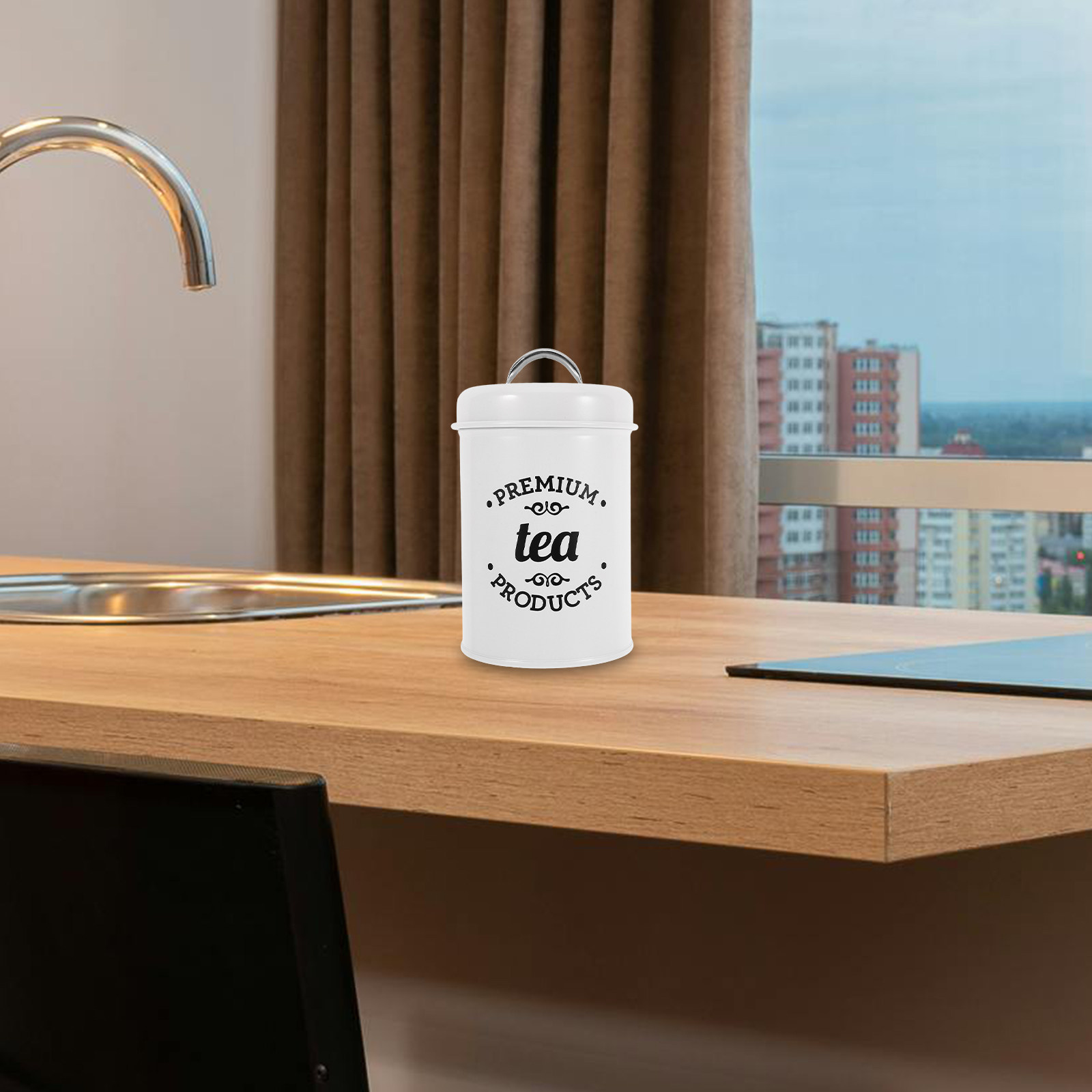 Food Storage Canister - ชุดกระป๋องโลหะปิดสนิทสำหรับเก็บกาแฟ น้ำตาล ขนม ชา บนเคาน์เตอร์ครัว กระป๋องโลหะสำหรับเก็บกาแฟ