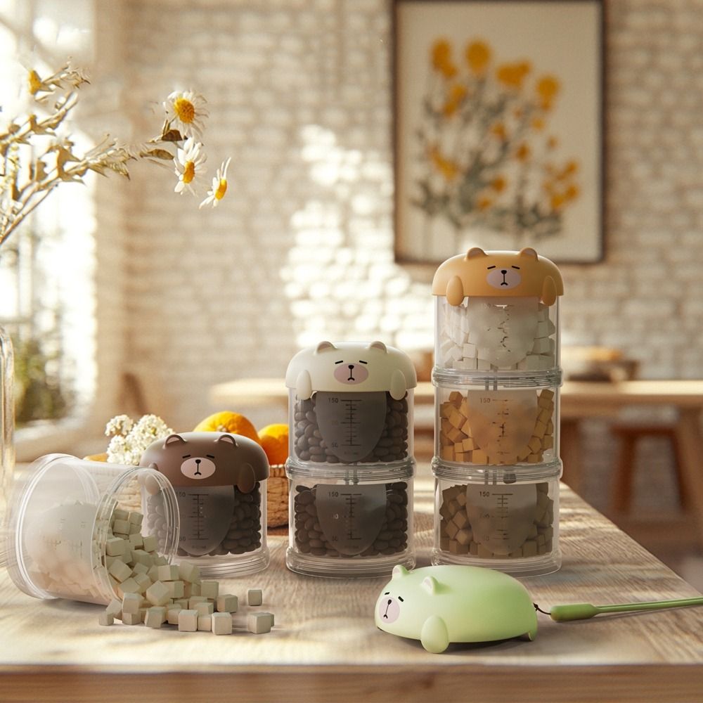 Food Storage Dog - กล่องใส่อาหารแมวพลาสติกหลายชั้น ใช้งานได้จริง ป้องกันความชื้น กล่องเก็บขนมสุนัขน่ารัก กล่องบรรจุอาหารสัตว์เลี้ยงแบบปิดผนึก กล่องใส่อาหารสุนัขสำหรับพาเดินเล่น