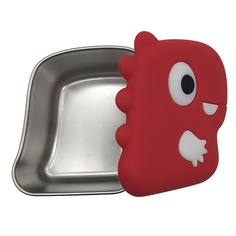 Food Storage Stainless Steel Containers - กล่องใส่ขนมสแตนเลส AA94-304 ลายไดโนเสาร์ พร้อมฝาซิลิโคน ภาชนะใส่ของว่าง กล่องเก็บอาหาร