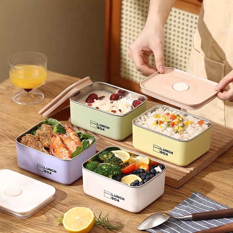 Food Storage Stainless Steel Containers - ชุดกล่องเก็บอาหารสแตนเลสป้องกันการรั่วซึม [ชุด 4 ชิ้น] สำหรับการเดินทางและปิกนิก พร้อมฝาปิด