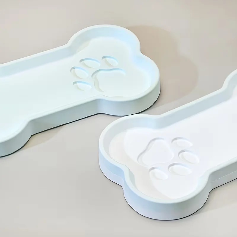 Food Storage Dog - แม่พิมพ์ซิลิโคนรูปอุ้งเท้าแมวและกระดูกคุณภาพสูง ถาดเก็บของ ถาดโชว์เครื่องประดับ ของตกแต่งบ้าน ถาดอาหารสัตว์เลี้ยงแมวและสุนัข ทำจากยิปซัม