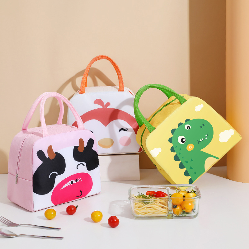 Food Storage Containers B&M - กระเป๋าใส่ข้าวกลางวันการ์ตูนน่ารักสำหรับเด็กฉนวนอลูมิเนียมกันความร้อนเก็บความร้อนกล่องข้าวกลางวันอุณหภูมิ hangbag กลางแจ้งถุงเก็บอาหารปิกนิกใหม่