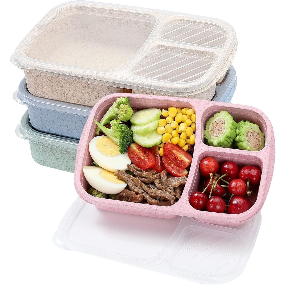 Food Storage Containers B&M - กล่องเบนโตะ 1 กล่องกล่องอาหารกลางวันสําหรับเด็กและผู้ใหญ่ภาชนะเก็บอาหารแบบใช้ซ้ําได้กล่องอาหารกลางวัน 3 ช่องสําหรับงานโรงเรียนและการเดินทาง