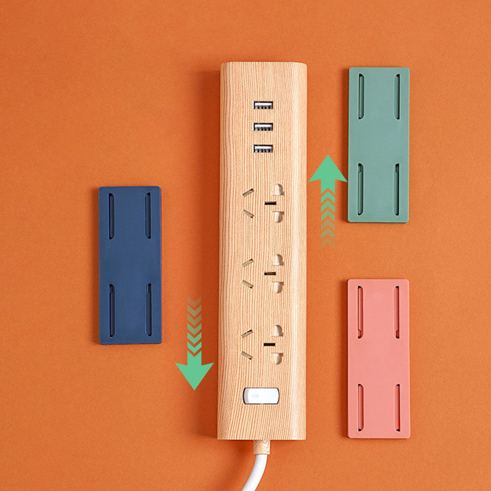 Food Storage Organizer - ที่ยึดปลั๊กไฟแบบมีกาว 4 ชิ้น ตัวจัดระเบียบแบบติดผนัง ความจุขนาดใหญ่ สำหรับจัดเก็บในบ้านและสำนักงาน