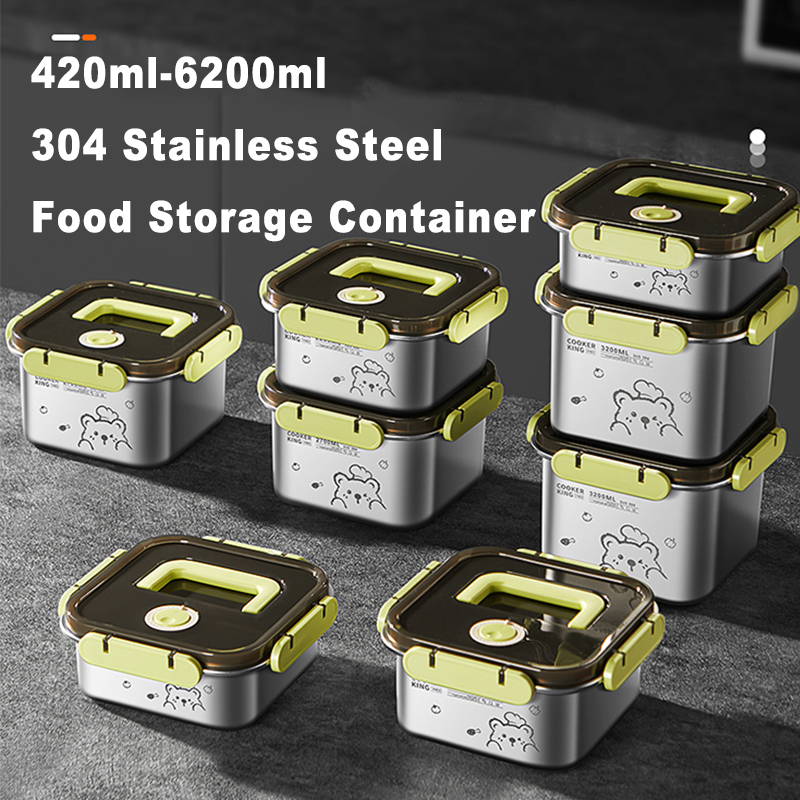 Food Storage Stainless Steel Containers - COOKER KING 420ml-6200ml ภาชนะเก็บอาหารสแตนเลสความจุขนาดใหญ่, ตู้เย็น/เตาอบปลอดภัย, กล่องอาหารกลางวันสําหรับการเดินทาง,