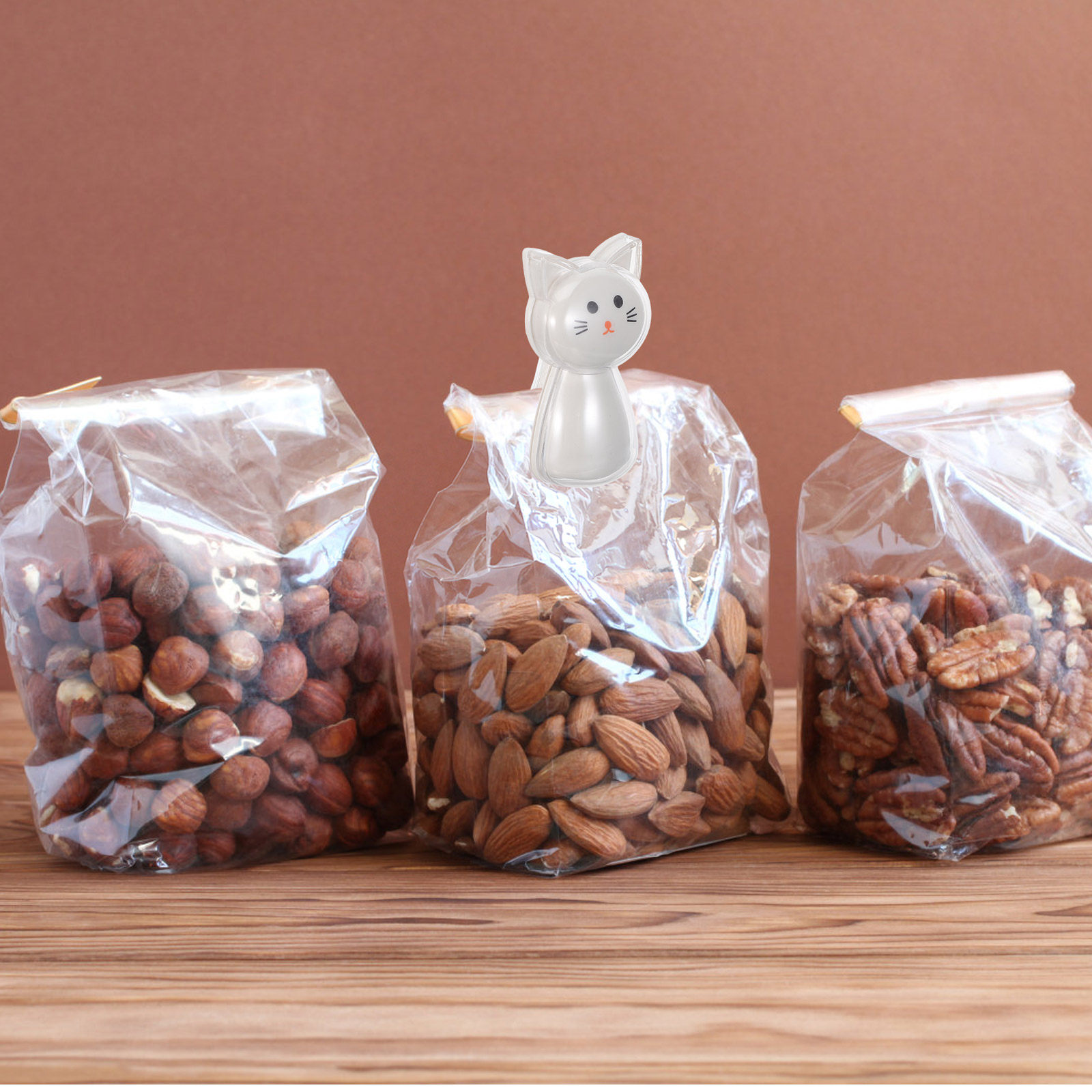 Food Storage Pantry - คลิปหนีบถุงขนมรูปแมวน่ารัก 2 ชิ้น คลิปปิดผนึกพลาสติกสำหรับถุงขนม ถั่ว ขนมปัง