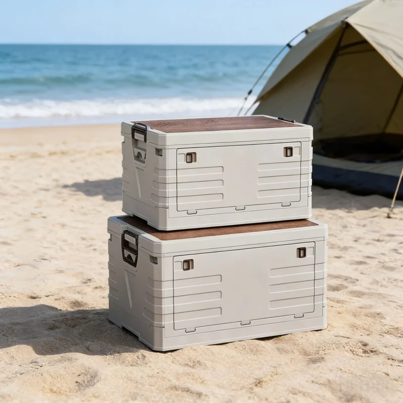 Food Storage Containers B&M - กล่องเก็บของในรถยนต์ กล่องเก็บของพับได้สำหรับตั้งแคมป์กลางแจ้ง ความจุขนาดใหญ่ พร้อมฝาปิด สำหรับเก็บของเล่น หนังสือ
