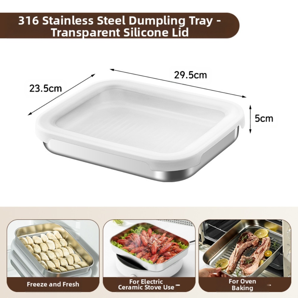 Food Storage Stainless Steel Containers - กล่องเก็บอาหารสแตนเลสพร้อมฝาซิลิโคน 316 กล่องเก็บความสดทรงสี่เหลี่ยม กล่องใส่ผัก กล่องใส่เกี๊ยว