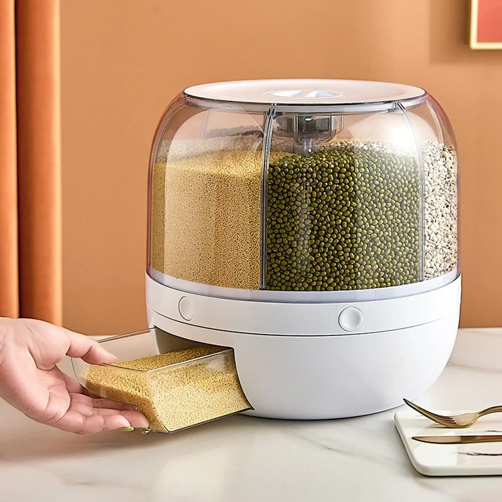 6-คอมพาร์เมนท์ 360 °   ภาชนะเก - Food Storage Pantry บทวิจารณ์และราคา