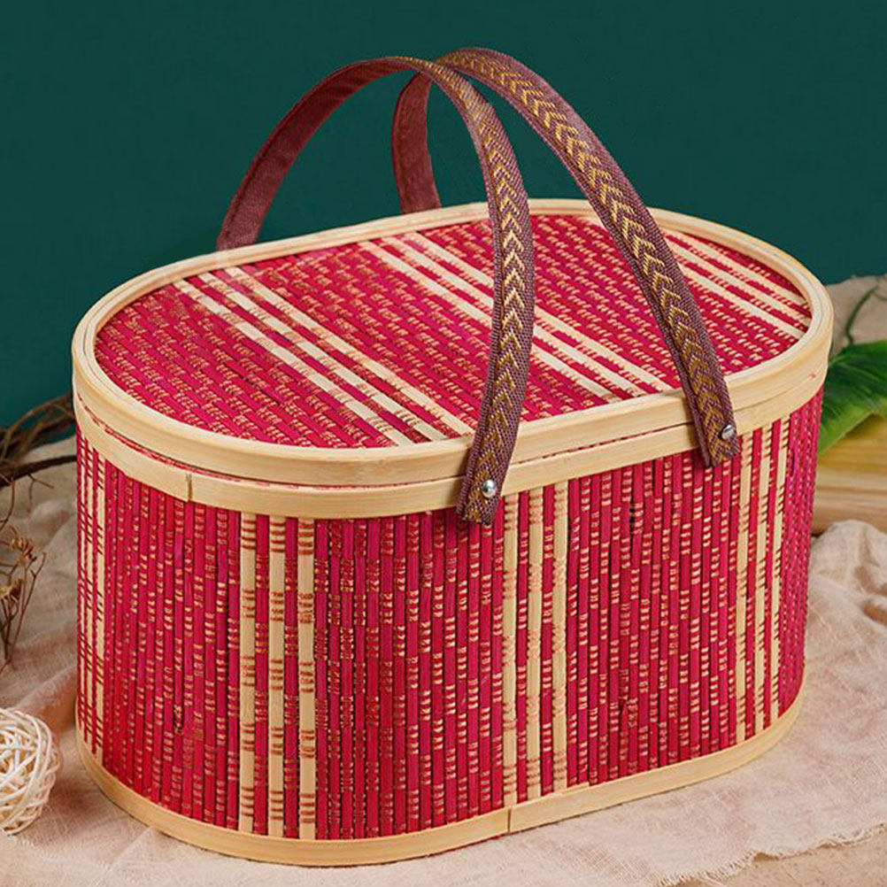 ตะกร้าสานจากไม้ไผ่ทรงรีพร้อมหู - Food Storage Handling บทวิจารณ์และราคา