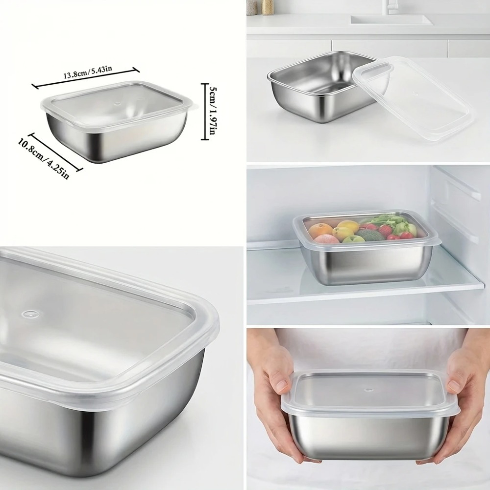 ชุดกล่องเก็บอาหารสแตนเลส 6 ชิ้ - Food Storage Stainless Steel Containers บทวิจารณ์และราคา