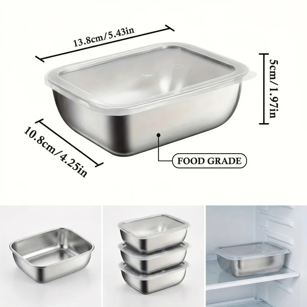 ชุดกล่องเก็บอาหารสแตนเลส 6 ชิ้ - Food Storage Stainless Steel Containers บทวิจารณ์และราคา