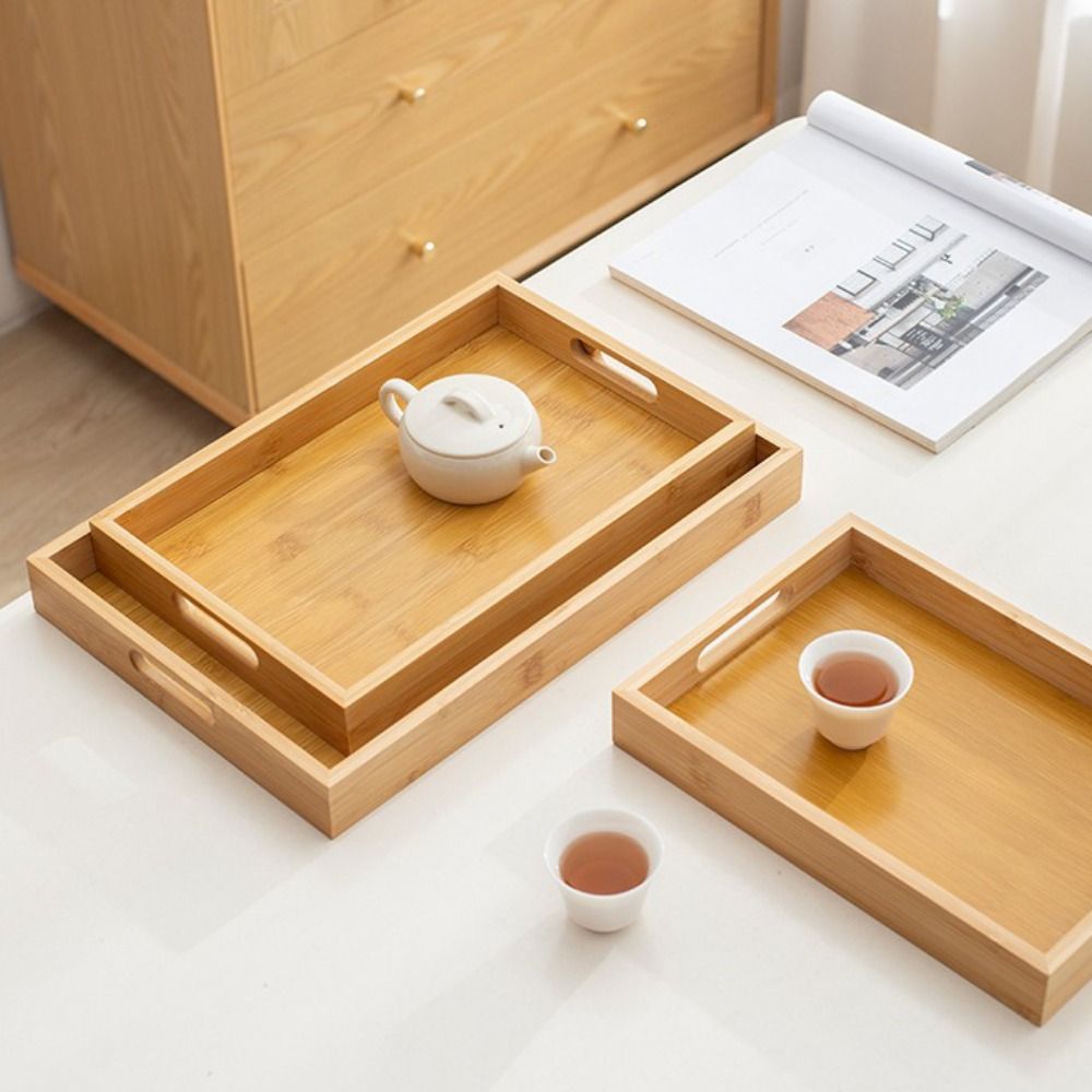 ถาดไม้ไผ่ทรงสี่เหลี่ยม ถาดไม้ธ - Food Storage Handling บทวิจารณ์และราคา