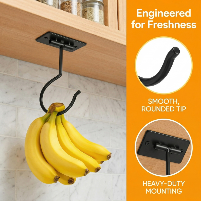 ตะขอแขวนกล้วยแบบติดผนังโลหะสีด - Food Storage Rack บทวิจารณ์และราคา