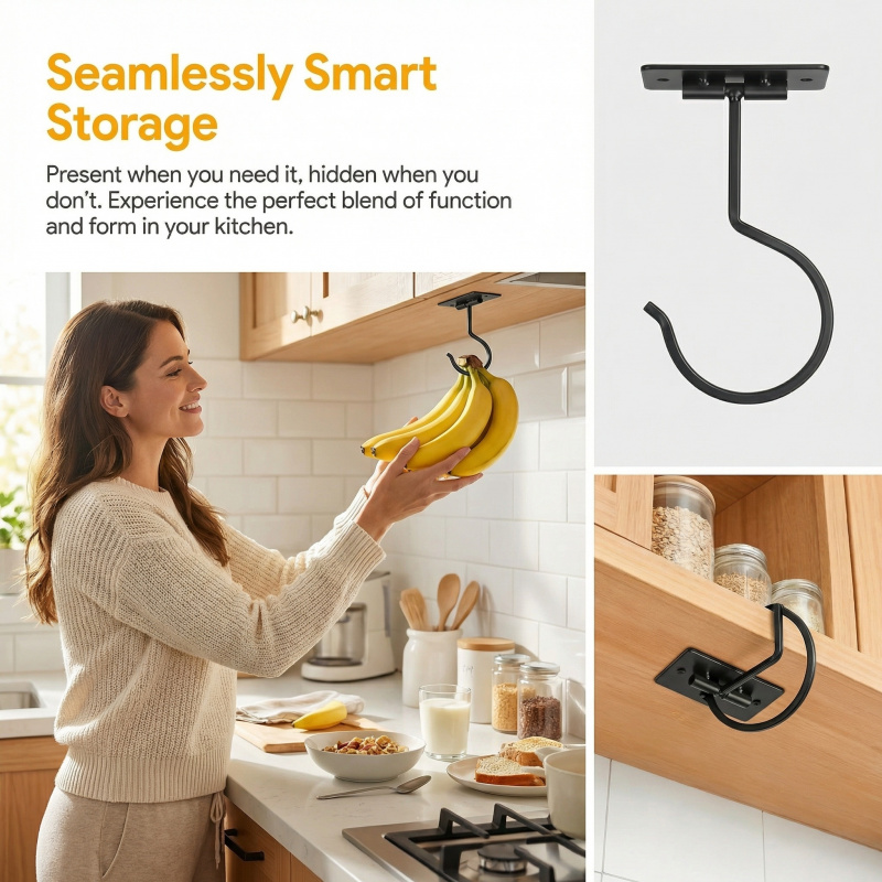 ตะขอแขวนกล้วยแบบติดผนังโลหะสีด - Food Storage Rack บทวิจารณ์และราคา