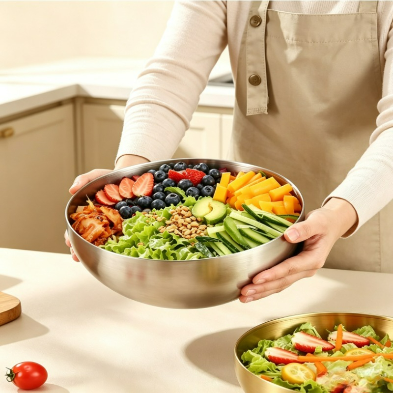 ชามผสมสแตนเลส ชามสลัดโลหะ ภาชน - Food Storage Stainless Steel Containers บทวิจารณ์และราคา