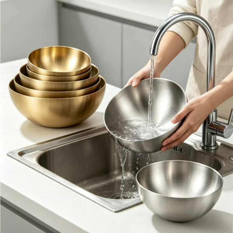 ชามผสมสแตนเลส ชามสลัดโลหะ ภาชน - Food Storage Stainless Steel Containers บทวิจารณ์และราคา