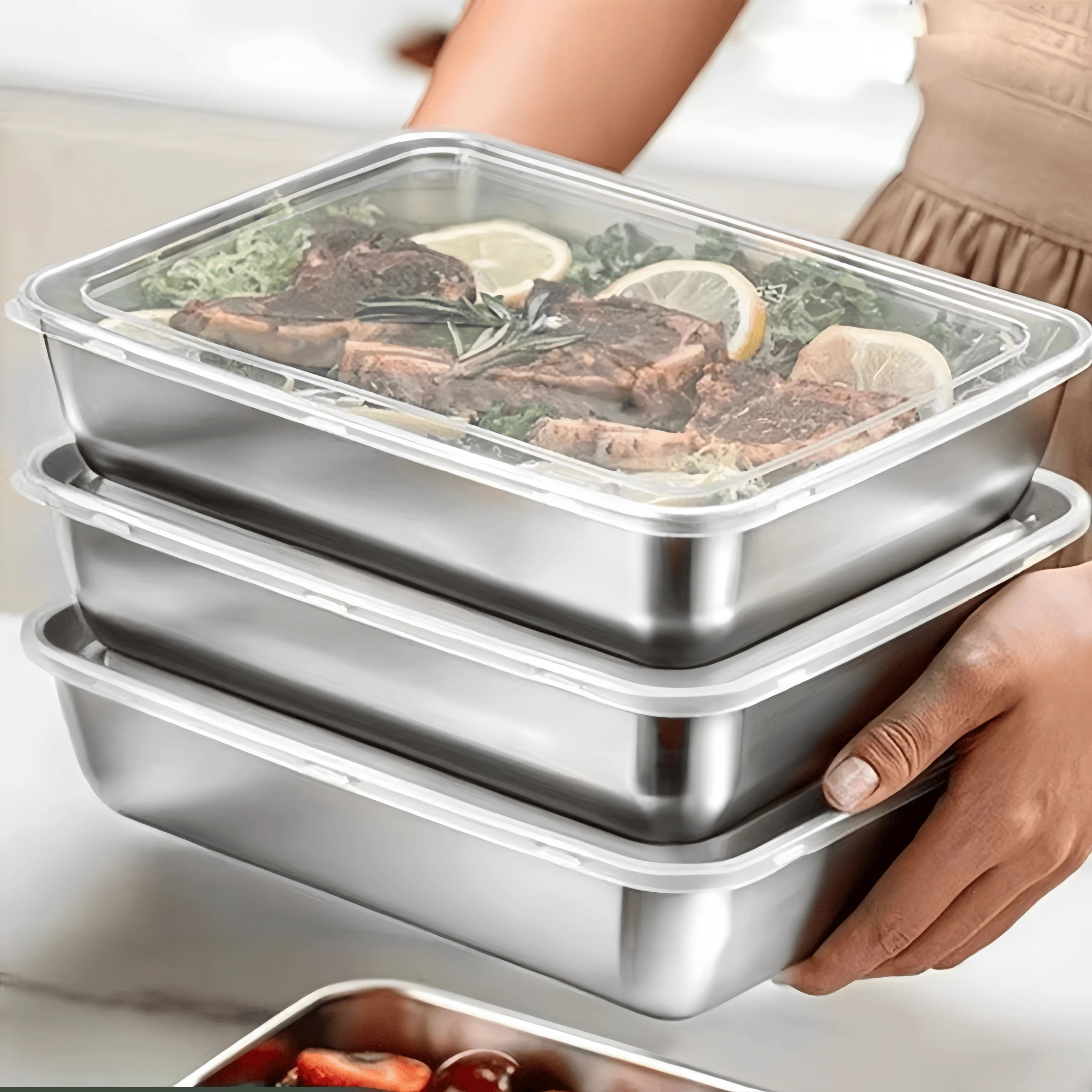 กล่องอาหารกลางวันสแตนเลสแบบปิด - Food Storage Stainless Steel Containers บทวิจารณ์และราคา
